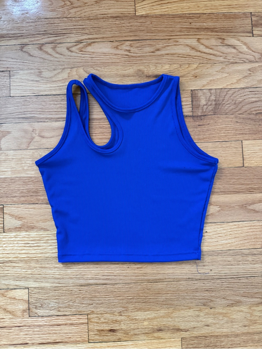 Asymmetrical Blue Crop Tank